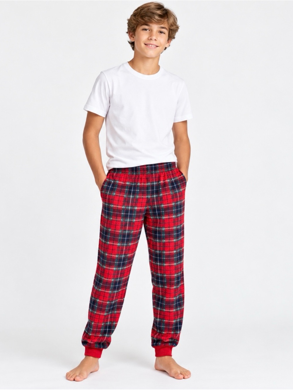 Old Navy Unisex Kids XL Red Tartan Plaid Pajama Bottoms Jogger Pants NWOT